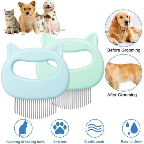 Brosse de Massage en forme de coquille pour animaux de compagnie, peigne doux sûr, dents, mignon, poignée en forme de coquille (1/4)