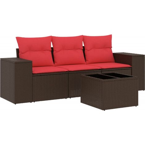 Maison Exclusive - 4-teiliges Gartensofa-Set mit Kissen, braun, P