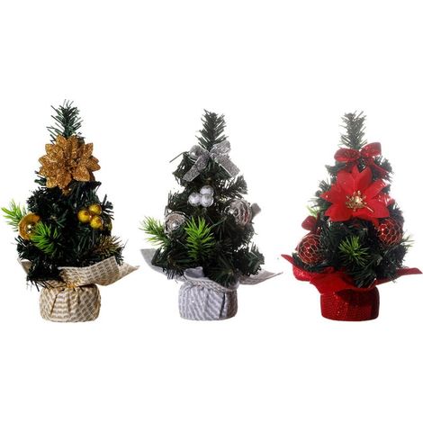 3 pièces Sapin de Noël Artificiel 30cm Mini Sapin de Noël Arbre de Noël de Table Petit Sapin de Noël avec Ornements Décoration de Noël pour Table fête de Noël (1/5)