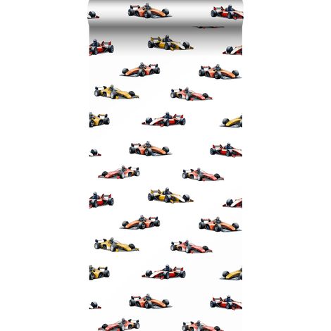 papier peint voitures de course rouge, orange et jaune - Sanders & Sanders (1/4)