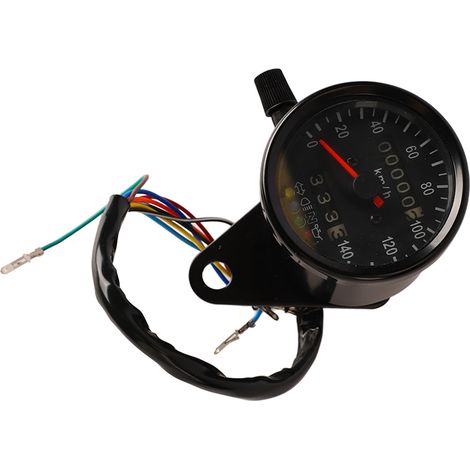 Compteur de vitesse moto 140km/h précis fiable avec indicateur clignotant et phare, odomètre pour motorbike, éclairage intégré (1/5)