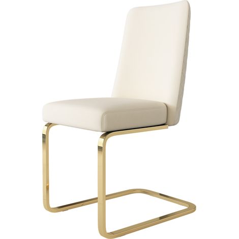 Chaise de salle à manger en velours beige avec pieds métalliques dorés, design dossier losange, lot de 4 (1/5)