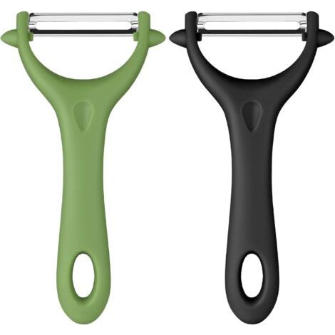 QORVA-(Noir + Vert) 2 pcs Éplucheur de pommes de terre universel, Éplucheur de pommes de terre manuel en acier inoxydable, Éplucheur de pommes de terre manuel, Poignée ergonomique (1/5)