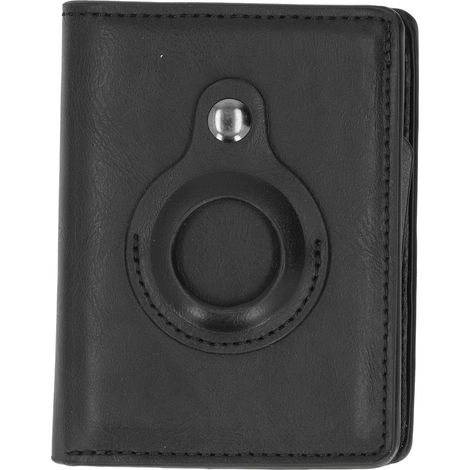 Portefeuille anti-vol en alliage d'aluminium et cuir PU, porte-cartes multifonction pour localisateur IOS, noir