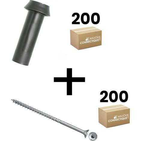 Lot de 200 supports de rail OB 83mm SIXBOX + 200 vis bois Ø5,0x110 tête fraisée TX - Sixbox (1/4)