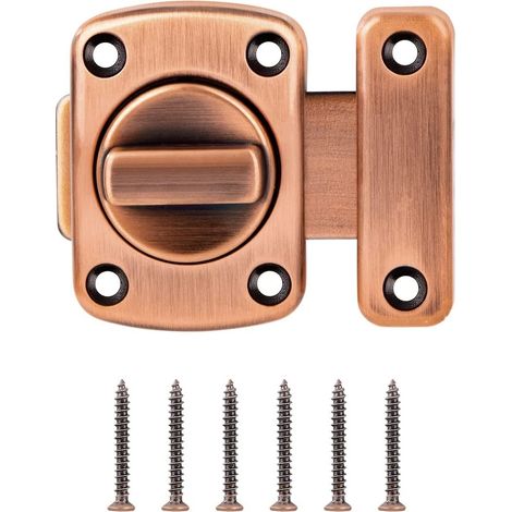 Verrou de porte de salle de bain en alliage d'acier inoxydable brossé pour portes de toilettes (55 mm, rouge bronze) (1/4)
