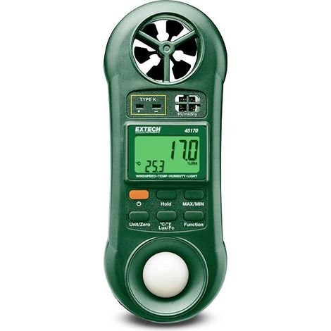 Extech 45170 Appareil de mesure de température -100 - +1300 °C sonde K testeur d'environnement multifonction 4-en-1