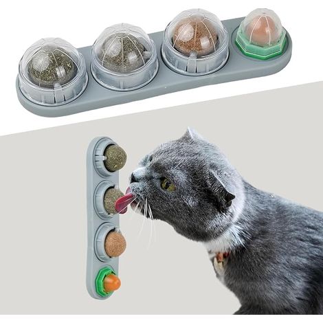 Catnip Balls for Cats, 4 in 1 Rotating Catnip Ball Toys, Cat Snack Ball Toy, Chew Toy for Cats Kitten Clean Teeth (1/5)