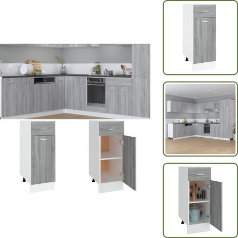 Holzschrank - vidaXL Unterschrank mit Schublade Lyon Grau Sonoma 30x46x81,5 cm - Küchenorganisation (1/5)