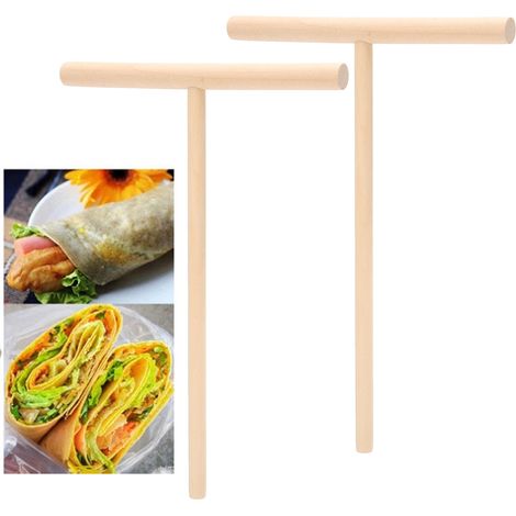 T-förmiger Crêpe-Spatel aus Holz, Crêpe-Teigverteiler für die Küche, 2 Stück. (1/5)