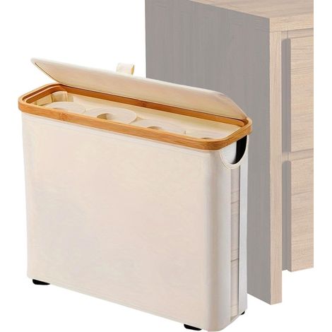 Organisateur de papier toilette salle bain, poubelle pliable sur pied (1/5)