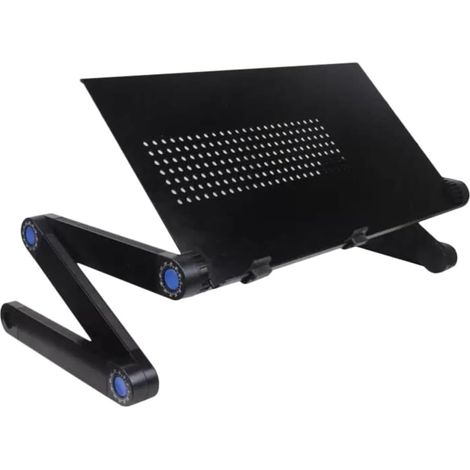 Table Pliante au Lit en Métal Noir pour Ordinateur Portable Fonction Dissipation de Chaleur, Bureau Pliant Pratique pour Étude et Travail à Domicile (1/5)