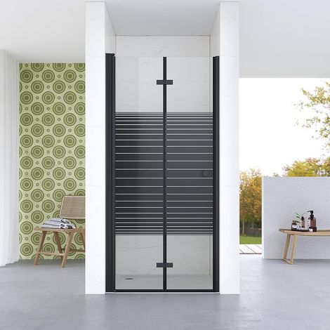 Nischentür Duschtür 70x187cm Duschfalttür Schwarz Duschabtrennung 5mm ESG-Sicherheitsglas – AQUALAVOS Duschkabine (1/5)