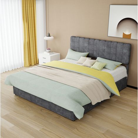 cama dormitorio tapizada gris 160x200 moderna OKMYHOME (1/5)
