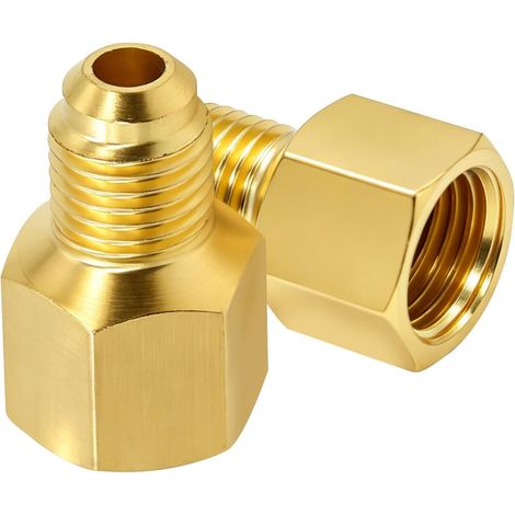 2Pcs Brass Hose Adapter Male Thread 1/4 SAE Flared to Female 1/4 NPT Air Conditioner Refrigeration Pipe Connector Brass Air Fittings for (1/5)