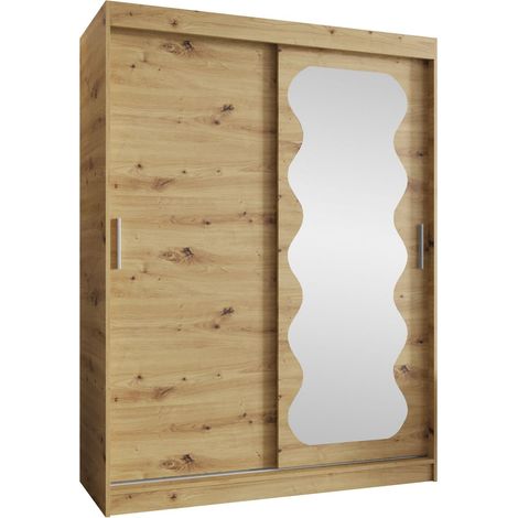 Armario Hartford 578, Roble Artisan, 200x150x62cm, Puertas de armario: Correderas, Número de estantes: 3