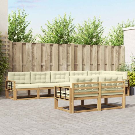 vidaXL Outdoor-Sofagarnitur 6 Stk. Weiß und Creme Polyester (1/5)