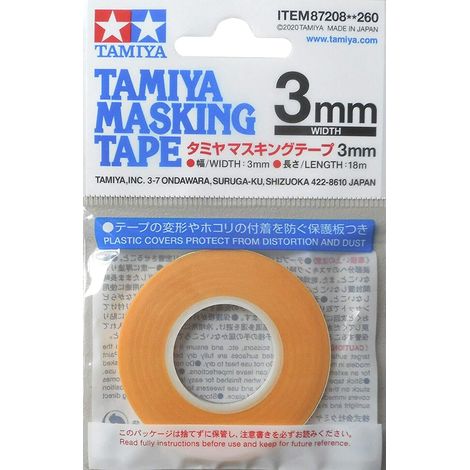 TAMIYA Maskierfilm 87208 mm/18 m Maskierfilm (L x B) 18 m x 3 mm Nastro mascheratura 3 mm/18 m, Accessori per modellismo, Arancione, 3 mm/18 m (1/4)