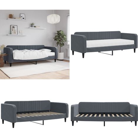 vidaXL Tagesbett mit Matratze Dunkelgrau 90x200 cm Samt (1/5)
