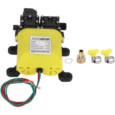 QORVA- Pompe a eau,Pompe à haute pression à diaphragme 12V 120W 8L avec pompe d'injection d'eau automatique à connecteur en cuivre
