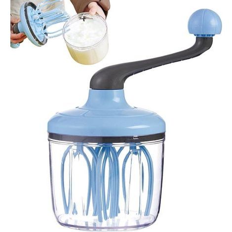 Fouet à main - Fouet à main rotatif - Batteur à beurre manuel - Ustensile de cuisine pour la pâtisserie - Blauwblauw (1/5)