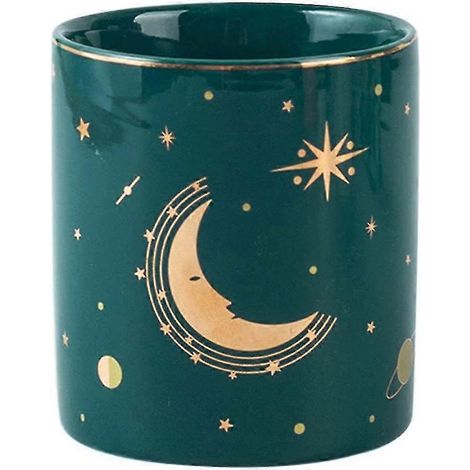 Porte-stylo de bureau en céramique, pot à crayons rond en forme de lune, organisateur de bureau.