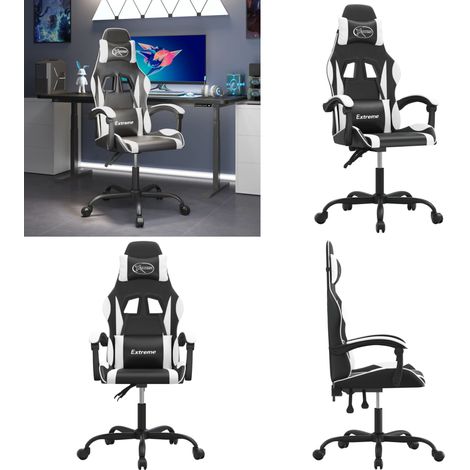 Gaming-Stuhl Drehbar Schwarz und Weiß Kunstleder - Gamingstuhl Drehbar - Gamingstuhl Kunstleder (1/5)
