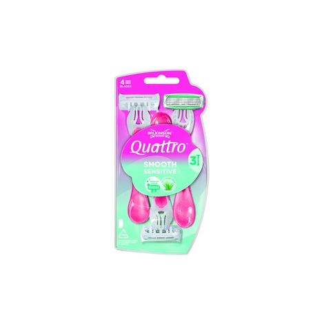 Wilkinson Sword Quattro para mujer Sensitive - 3 desechables - afeitado suave