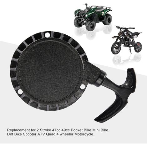 Black Rally Starter Kit for Motorcycles - Recoil/Reverse Starter, Compatible with 50cc 2-Stroke/Compact Motorcycles - Replacement and Repair Kit for Brushed Blade Motors--DTEKGAZ