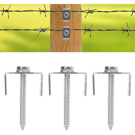 Clips reutilizables de acero inoxidable para vallas, paquete de 50 unidades, fijación resistente para postes de valla (40 mm). (1/5)