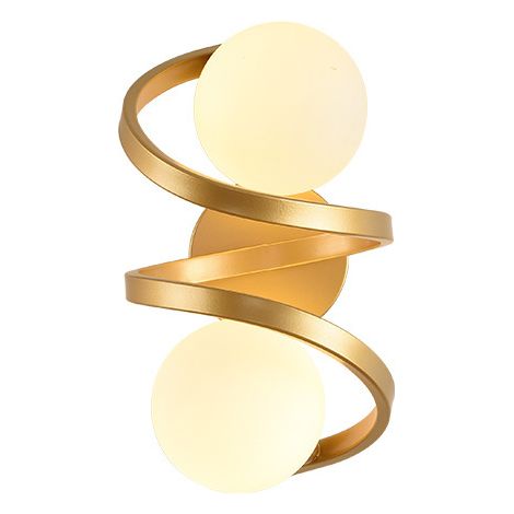 Applique Murale Moderne Dorée à Spirale, Éclairage Led avec 2 Globes En Verre Or (1/5)