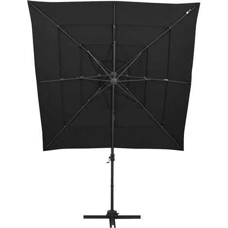 Ombrellone Parasole a Sbalzo a 4 Livelli Palo Alluminio 250x250 cm Nero (1/5)