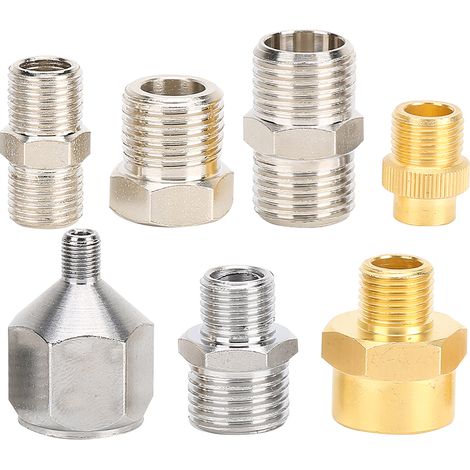 Kit de 7 adaptateurs professionnels pour aérographe, connecteurs BSP 1/8" et 1/4" pour tuyau d'aérographe de compresseur (1/5)