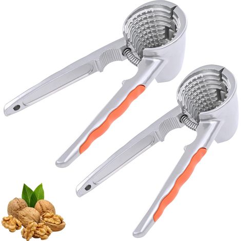 Cascanueces (juego de 2) para todo tipo de nueces, cascanueces robusto, mango antideslizante, herramienta de madera de nogal, cascanueces en forma de embudo, herramienta de sujeción