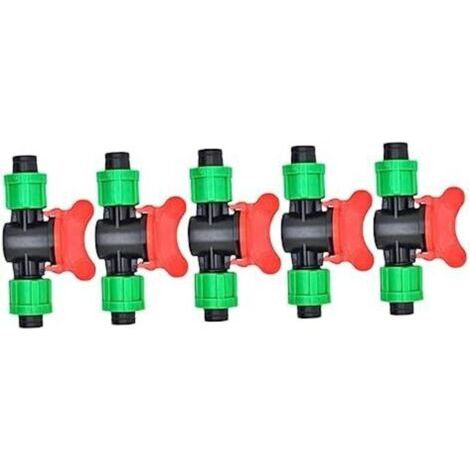 5 Pièces Valve Verte 16mm Tuyau d'arrosage Raccord cannelé 1/2 soupapes durite Lien Goutte à Goutte Valve Droite à Double Bouton Extérieur goutteur Vanne Droite Changer Accessoires