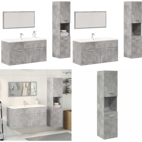 vidaXL Ensemble de meubles de salle de bain 3 pcs gris béton (1/5)