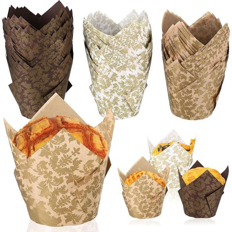 150 pièces de moules à muffins en papier, moules tulipe pour muffins et cupcakes, moules à pâtisserie pour fête de Noël mariage anniversaire, style imprimé -,Parent,Style D'impression (1/5)