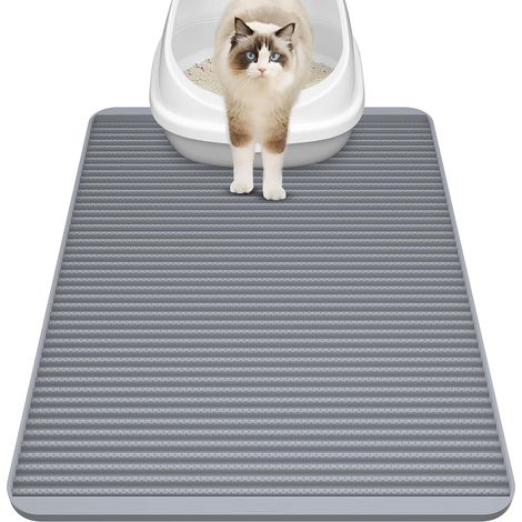 Cat Litter Mat Silicone Cat Litter Mat 31 x 23 inches Large Waterproof Litter Mat Non Slip Durable Easy Clean Litter Control and Washable for Floor (1/5)