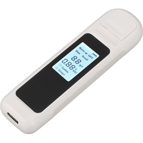 Alcootest portable à haute précision avec écran LCD, chargement USB et arrêt automatique, pour une utilisation domestique (blanc). (1/5)