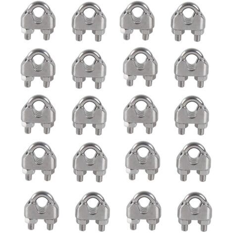 M4 Serre-câbles Etrier U Boulon Clip de Câble 304 Acier inoxydable Selle de pince de Câble Câble métallique Clips pour etendoir linge exterieur20PCS