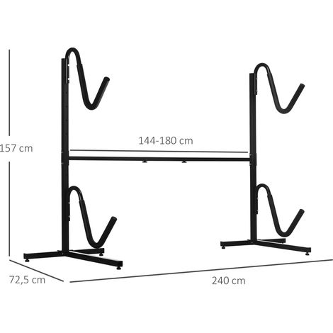 Halterung für 2 Kajaks, Surfboards, Stand-Up-Paddles, Metallrahmen, breitenverstellbar 144-180 cm (1/5)