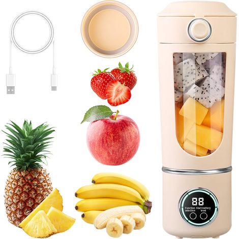 Mixeur portable, 700 ml Maker to Go Mini-blender avec 12 lames en acier inoxydable, blender portable rechargeable par USB avec couvercle de voyage BPA-free pour smoothies et shakes - Idéal pour le (1/5)