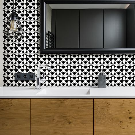 Sticker Mural Carrelage adhésif Cuisine Salle de Bain - 30 STICKERS CARRELAGES ORIENTAL MANSOURAH - 30stickers10x10cm (1/5)