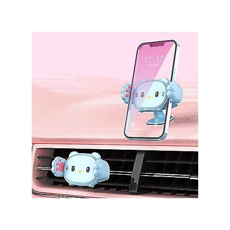Support de téléphone de voiture mignon à fixer sur la sortie d'air avec pince (bleu) (1/4)