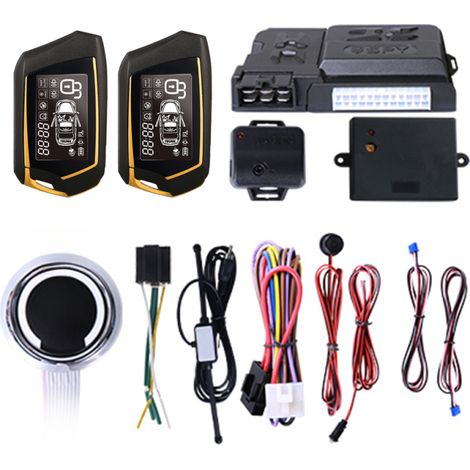 Alarme antivol voiture – Démarrage à distance – Entrée sans clé PKE – Bluetooth – Verrouillage centralisé – 2 télécommandes