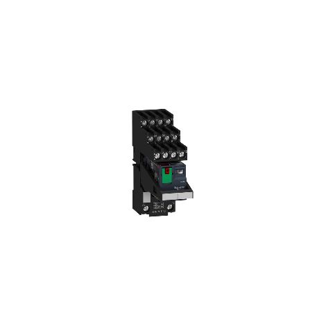 Relè RXM-pulsante test+LED pre-montato-base contatti separati-4NC/NO 6A 230Vca - RXM4AB2P7PVS