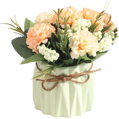 Hortensia en soie dans un vase en céramique, plantes artificielles en pot au design éclatant pour la décoration de table, fleurs en soie pour la décoration intérieure, artificielles-AquaForge (1/5)