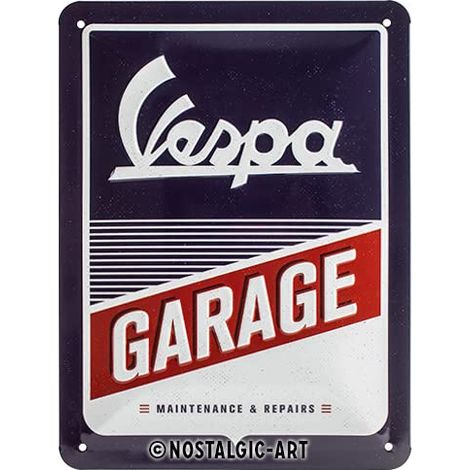 Nostalgic-Art Targa Vintage Vespa – Garage – Idea regalo per amanti degli scooter, in metallo, Design retro per decorazione, 15 x 20 cm (1/4)