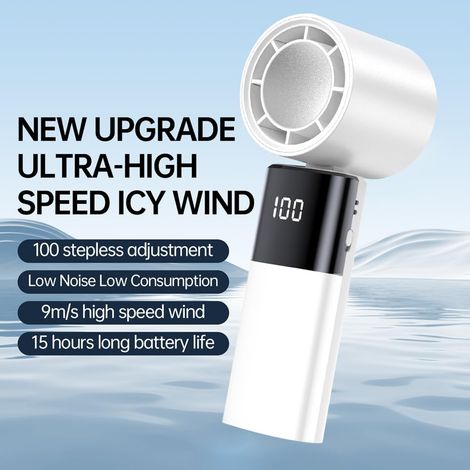 Ventilateur Turbo Haute Vitesse - Tendance Tech Puissant - USB 100 vitesses affichage numérique-Camping voyage maison bureau - Blanc (1/3)