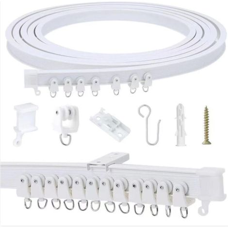 2M Rail de rideau flexible et flexible, Rail de rideau incurvé, Système de rails de rideau pour séparateur de pièce, rideau de douche, chambre à coucher, balcon, hôpital (1/5)